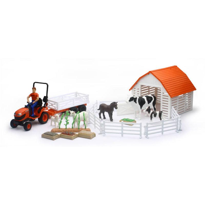Kubota Farm Tractor with Farm Animals Set