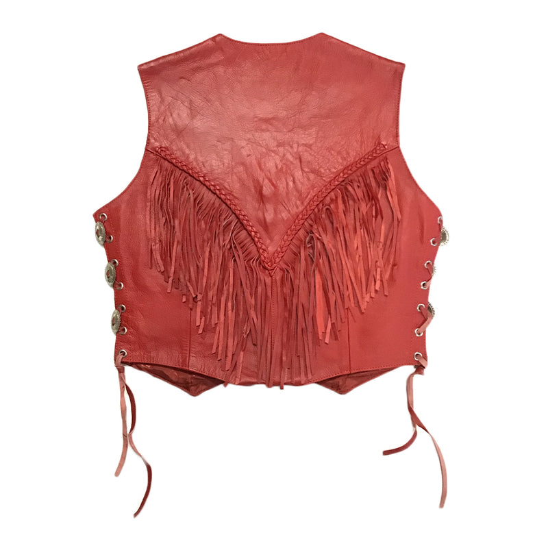 Women's Fringe Side Lace Leather Vest