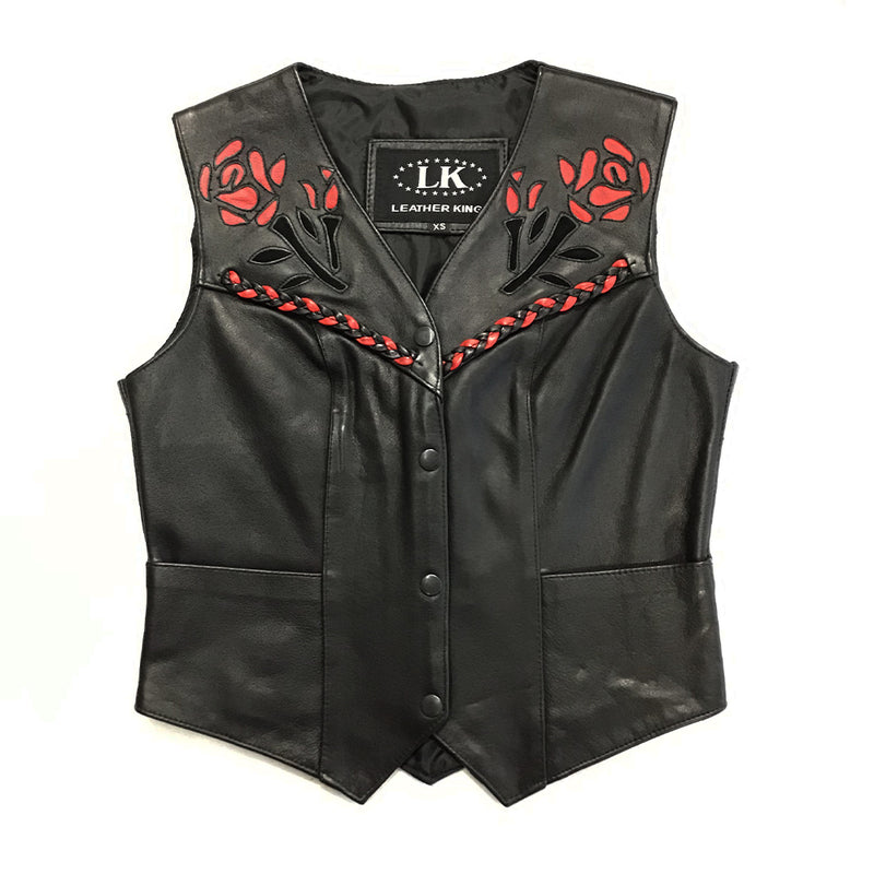 Women’s Braided Vest with Rose Inlay Design