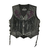 Women’s Fringe Vest with Rose Inlay Design