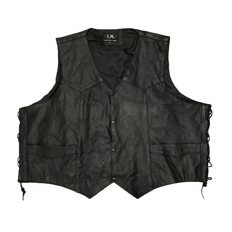 Button Up Side Lace Leather Vest