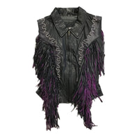 Western World Women’s Leather Vest w/ Fringe and Studs