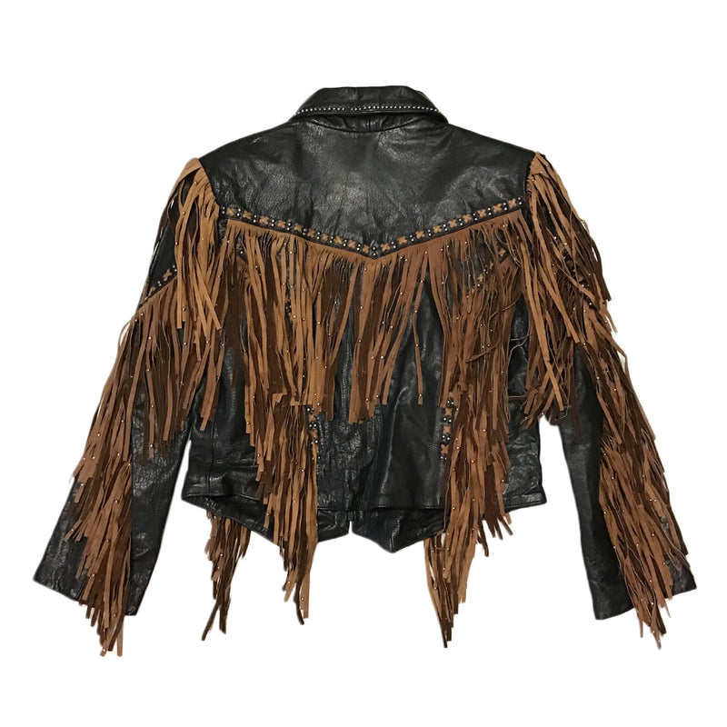 Women's Western Leather Jacket with Fringe