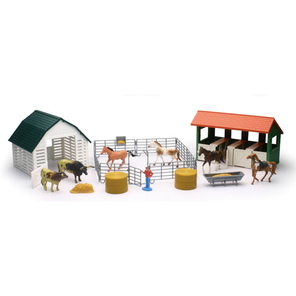 Country Life Stables with Horses and Cows Playset