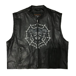Skull and Web Leather Vest