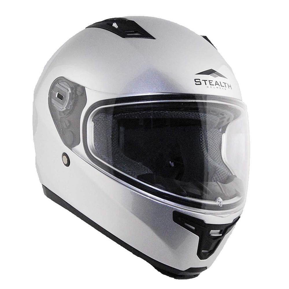 F-117 Solid Helmet Quick Release Street Helmet Vega XS Silver Full Face
