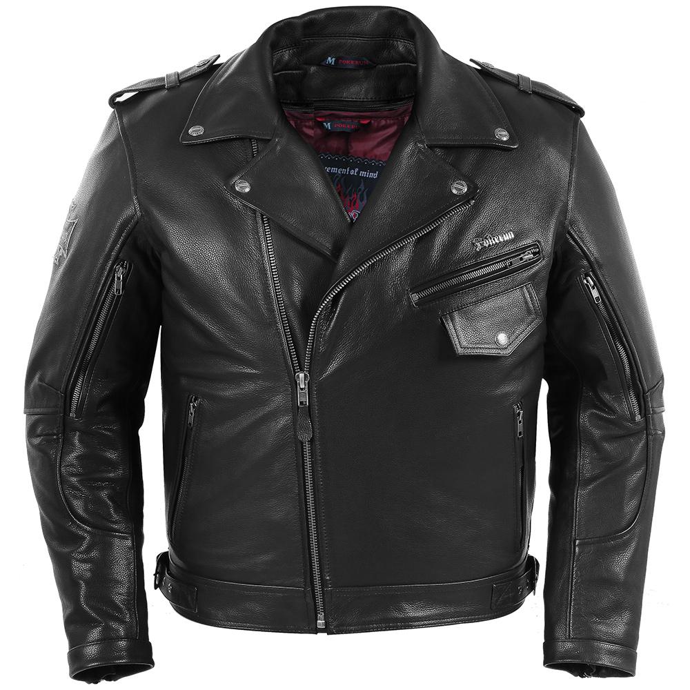 Outlaw 2.0 Leather Jacket Street Jacket Pokerun SM BLACK 