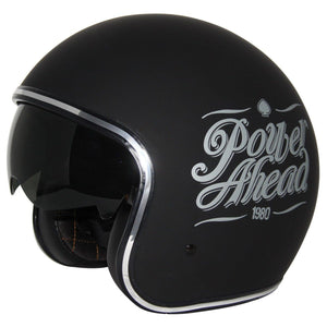 Route 80 Helmet Street Helmet Zox XS FLAT BLACK SLOGAN Open Face
