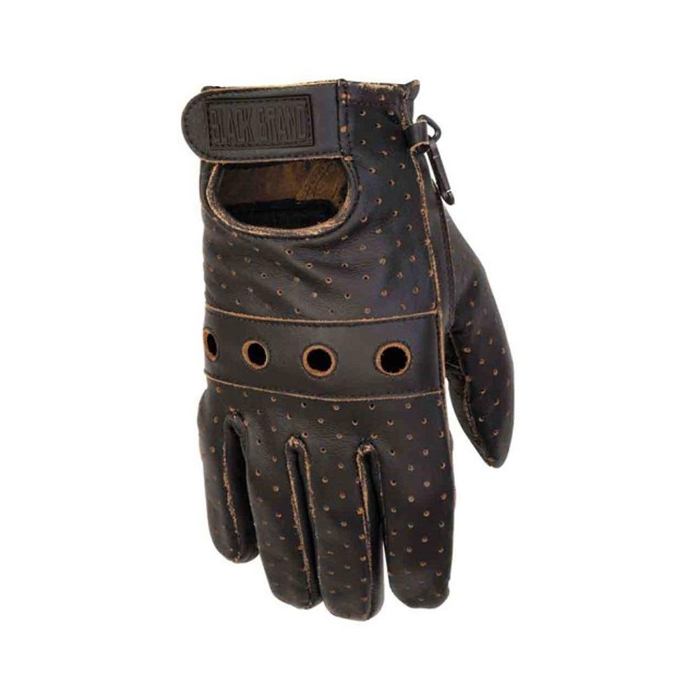 Vintage Knuckle Leather Glove Street Glove Black Brand SM BROWN 